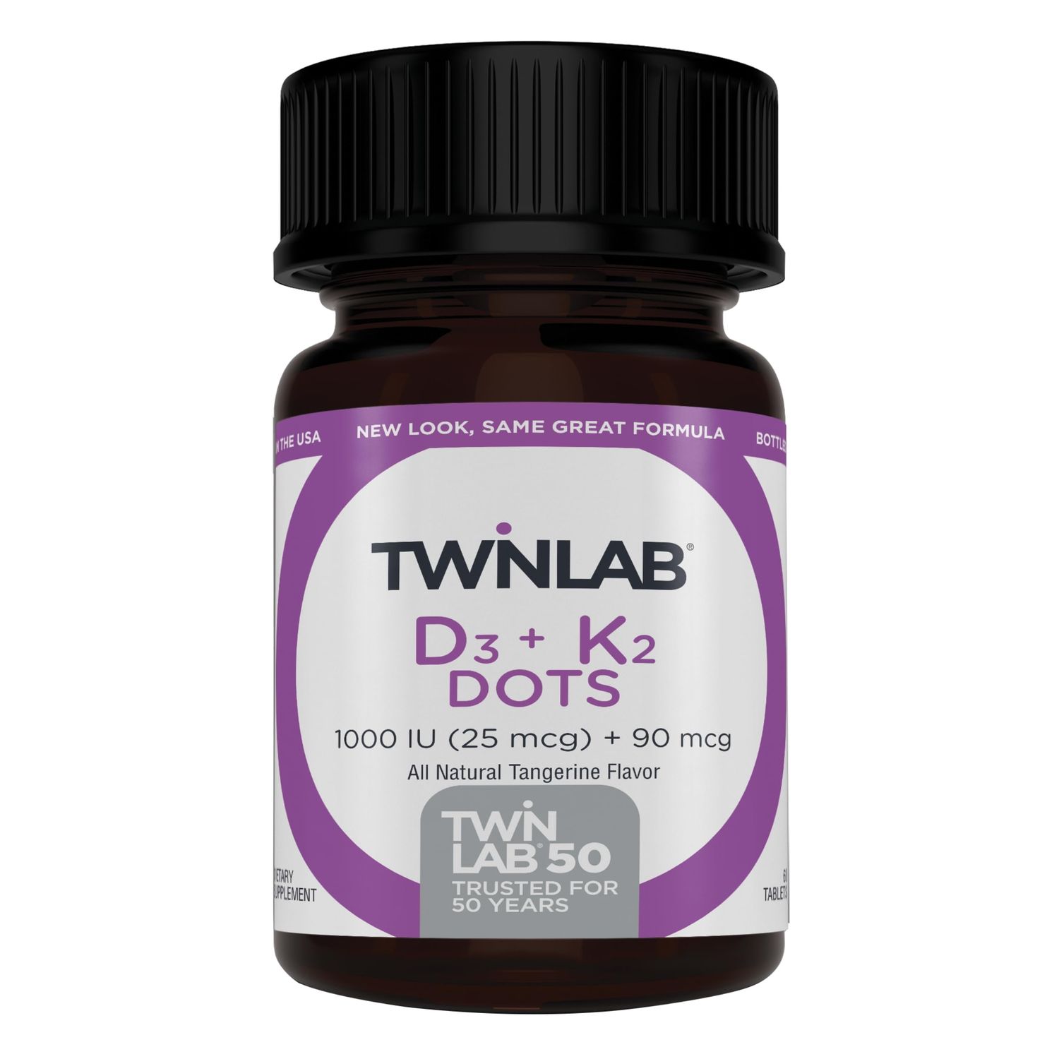 Twinlab Vitamin D3 1000 + K2 Dots - Bone &amp; Heart Health - Immune Support - 25 mcg, 60 Tablets (1000 IU)