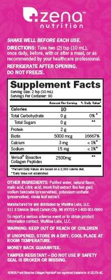 Zena Liquid Collagen 30 FL Oz for Women &amp; Men, Collagen Peptides + Biotin 5000mcg, Verisol Collagen 2500mg, Sugar &amp; Gluten Free, Berry, 90 Servings