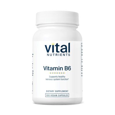 Vital Nutrients Vitamin B6 | Vegan Methylated B6 Vitamins for Nervous System, Muscle, Bone Health* | High-Potency Vitamin B6 for Menstrual Discomfort * | Gluten, Dairy, Soy Free | 100 Capsules
