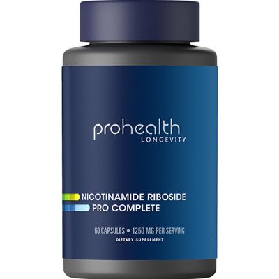 ProHealth Nicotinamide Riboside Pro Complete NAD Supplement. 500mg Patented Niagen NR (The Active Ingredient in NMN), Plus 250mg TMG, Plus 500mg Trans-Resveratrol. Equal to 690mg of NMN. 30 Servings