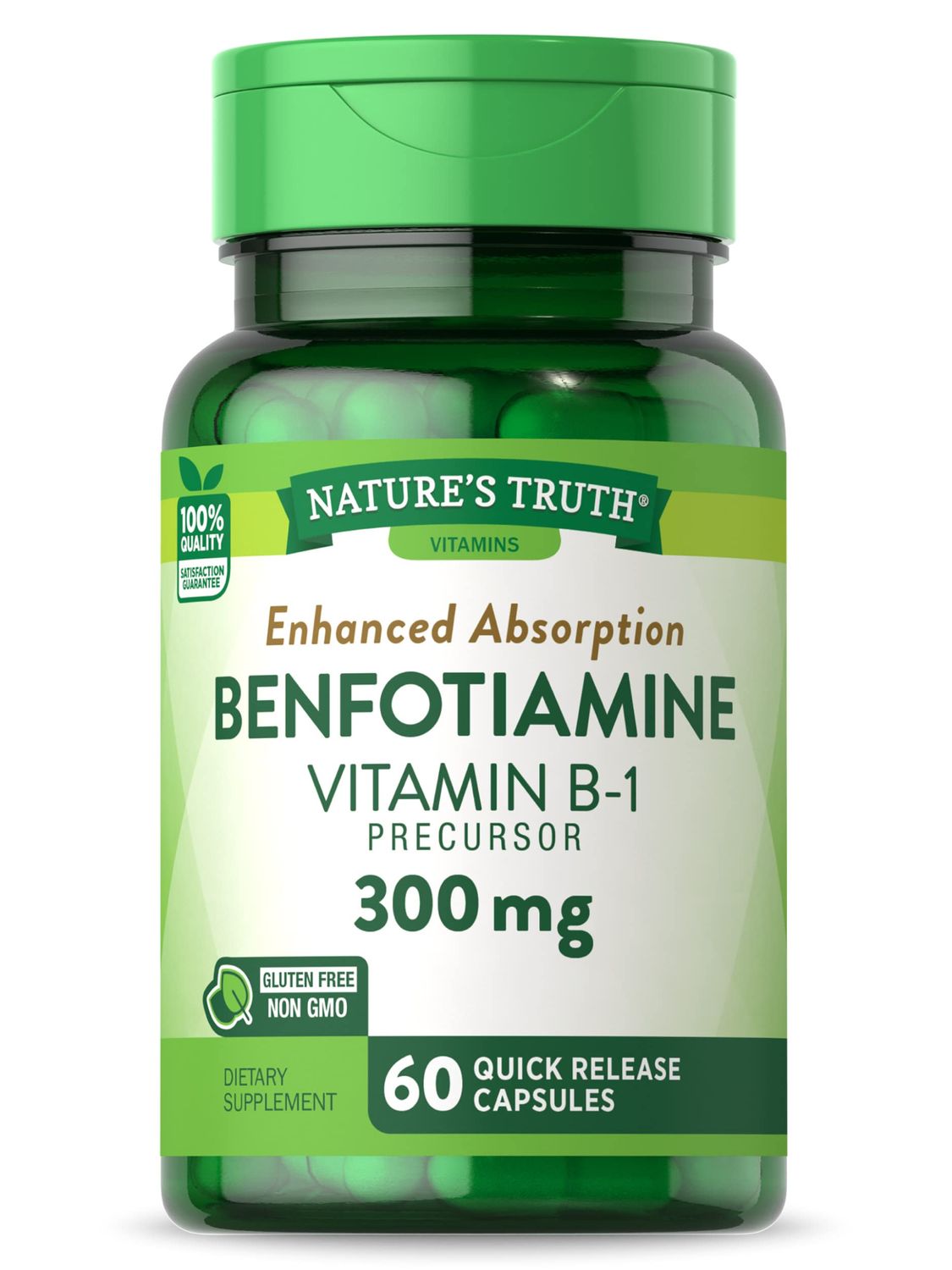 Nature&#39;s Truth Benfotiamine | 300mg | 60 Count | Non-GMO and Gluten Free Supplement | Vitamin B1 Precursor