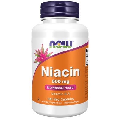 NOW Foods Supplements, Niacin (Vitamin B-3) 500 mg, Essential B-Group Vitamin*, Nutritional Health, 100 Capsules