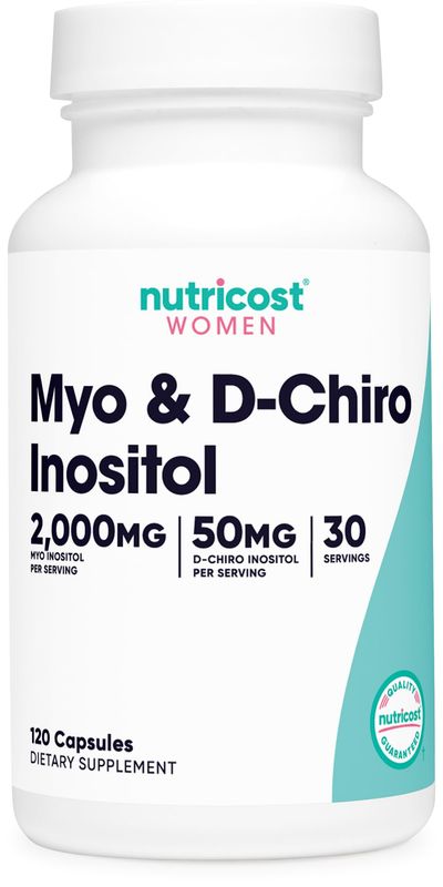 Nutricost Myo Inositol &amp; D-Chiro Inositol for Women 2000mg, 120 Capsules, Myo &amp; 50mg D-Chiro Inositol Per Serving, 30 Servings, Vegetarian Friendly, Non-GMO &amp; Gluten Free