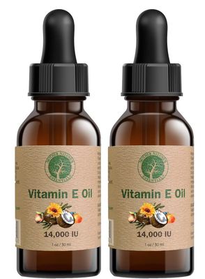 Vitamin E Oil Organic 14,000IU d-alpha-tocopherol, coconut Oil, organic Jojoba, natural Vitamin C. 1oz. (2-Pack)
