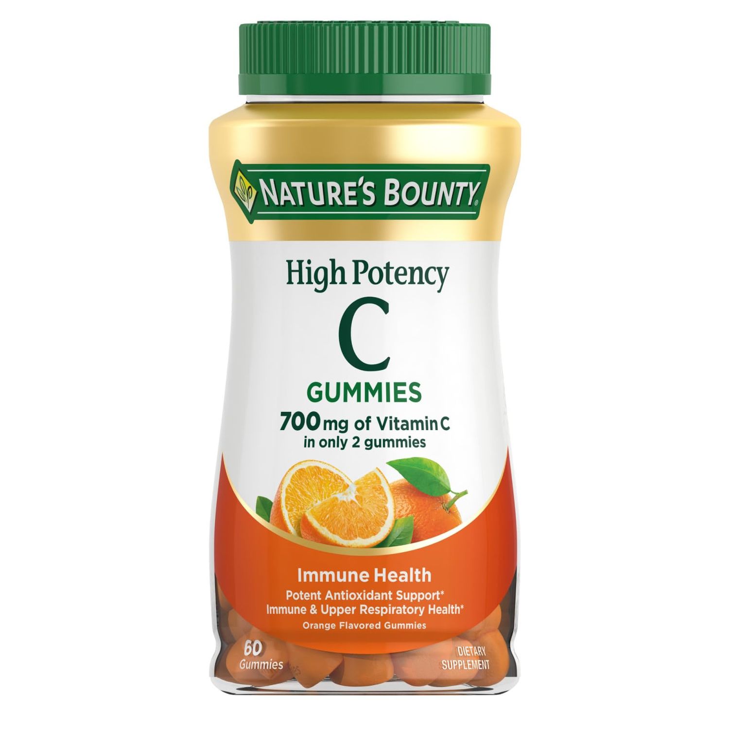 Nature&#39;s Bounty Vitamin C Gummies 700mg, High Potency Vitamin C Gummies for Adults, Immune Support Supplement, Dietary Supplement, Orange Flavor, 60 Chewable Vitamin C Gummies
