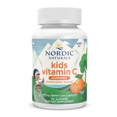 Nordic Naturals Kids Vitamin C Gummies - Tangy Tangerine - 60 Gummies - Vegan Vitamin C Supplement - Childrens Immunity and Antioxidant Support - 250 mg Vitamin C per Serving - 30 Servings
