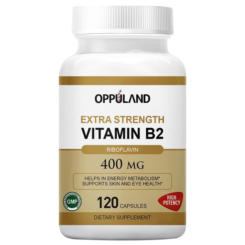 oppuland Vitamin B2 (Riboflavin) 400 mg,Supports Energy Metabolism,120 Veggie Capsules