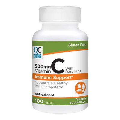 Quality Choice 500 mg Vitamin C with Rose Hip Supplement Immune System Health Tablets 100 Count Bottles