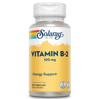 Solaray Vitamin B-2 Riboflavin 100 mg with Aloe Vera | Healthy Energy Metabolism, Skin, Hair &amp; Nails | 100 CT