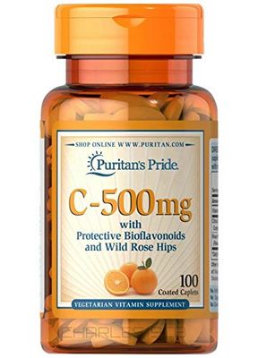 Puritan&#39;s Pride Vitamin C-500 Mg With Bioflavonoids &amp; Rose Hips Taplets, 100 Count