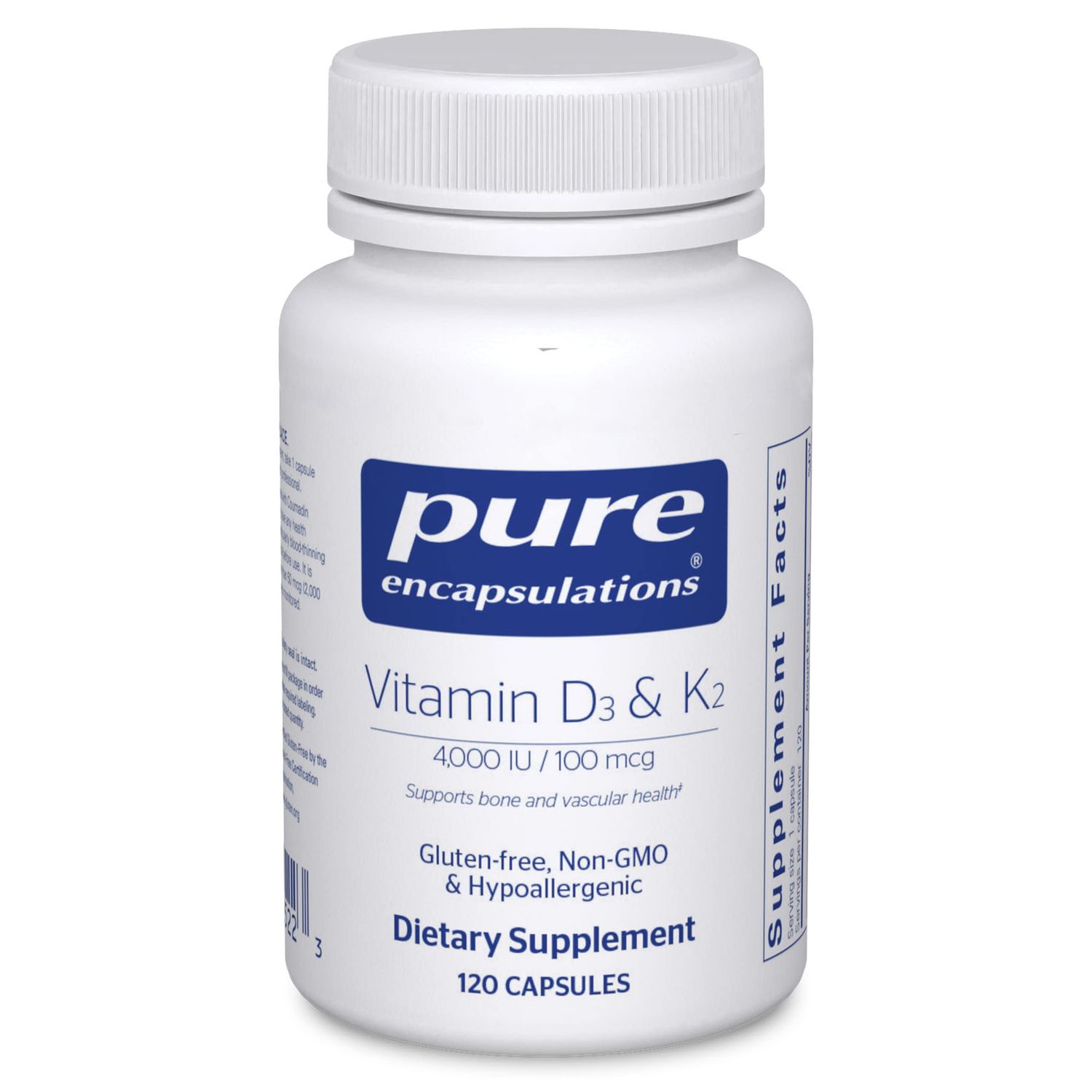 Pure Encapsulations Vitamin D3 &amp; K2 | Bone and Vascular Health Support | 120 Capsules*