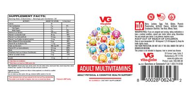 VITA GLOBE Adult Multivitamin Gummy with Vitamin, Vitamin C, Vitamin D Vitamin E, Niacin, Vitamin B6, Folate, Vitamin B12 Biotin, Pantothenic Acid, Sodium, Inisitol, 120 Count (Pack of 2)