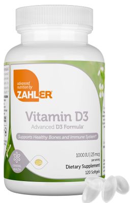 Zahler - Advanced Vitamin D3 1000 IU Softgels (120 Count) Kosher Vegetarian Friendly Vitamin D for Immune Support, Bone, Teeth &amp; Muscle Health - Easy Swallow VIT D 3
