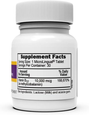 Superior Source No Shot Vitamin B12 Methylcobalamin 10000 mcg, Quick Dissolve MicroLingual Tablets, 30 Count, Active Form of B12, Supports Energy Production, Nervous System Support, Non-GMO
