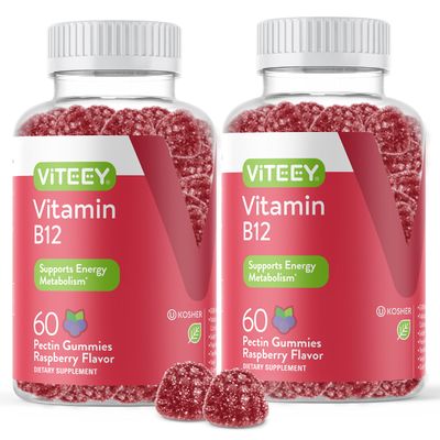 Vitamin B12 Gummies for Adults &amp; Teens 1000mcg - Good for Energy, Metabolism, Natural Energy, Immune System Support - Vegan, Gelatin Free, Gluten Free - Tasty Chewable Raspberry Flavored Gummy