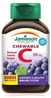 Vitamin C Chew 500mg Grape Bonus-100+20 tabs Brand: Jamieson Laboratories