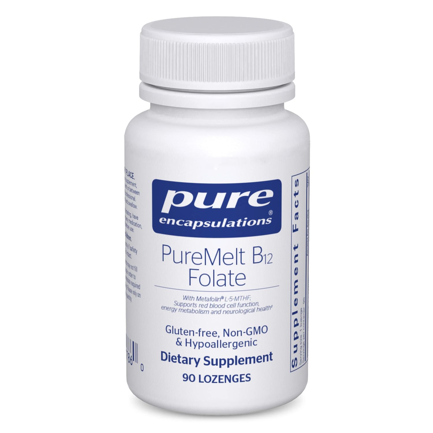 Pure Encapsulations PureMelt B12 Folate - Active B Vitamin with L-5-MTHF - Metabolism Support &amp; Red Blood Cell Function* - Non-GMO &amp; Vegan - 90 Lozenges