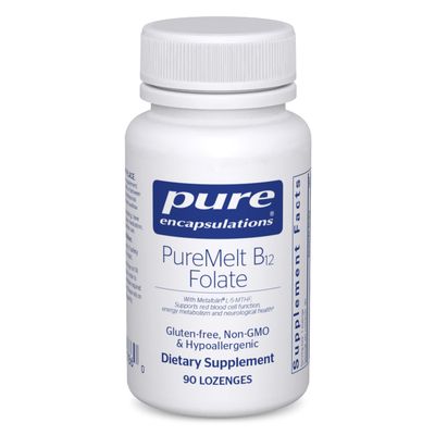 Pure Encapsulations PureMelt B12 Folate - Active B Vitamin with L-5-MTHF - Metabolism Support &amp; Red Blood Cell Function* - Non-GMO &amp; Vegan - 90 Lozenges