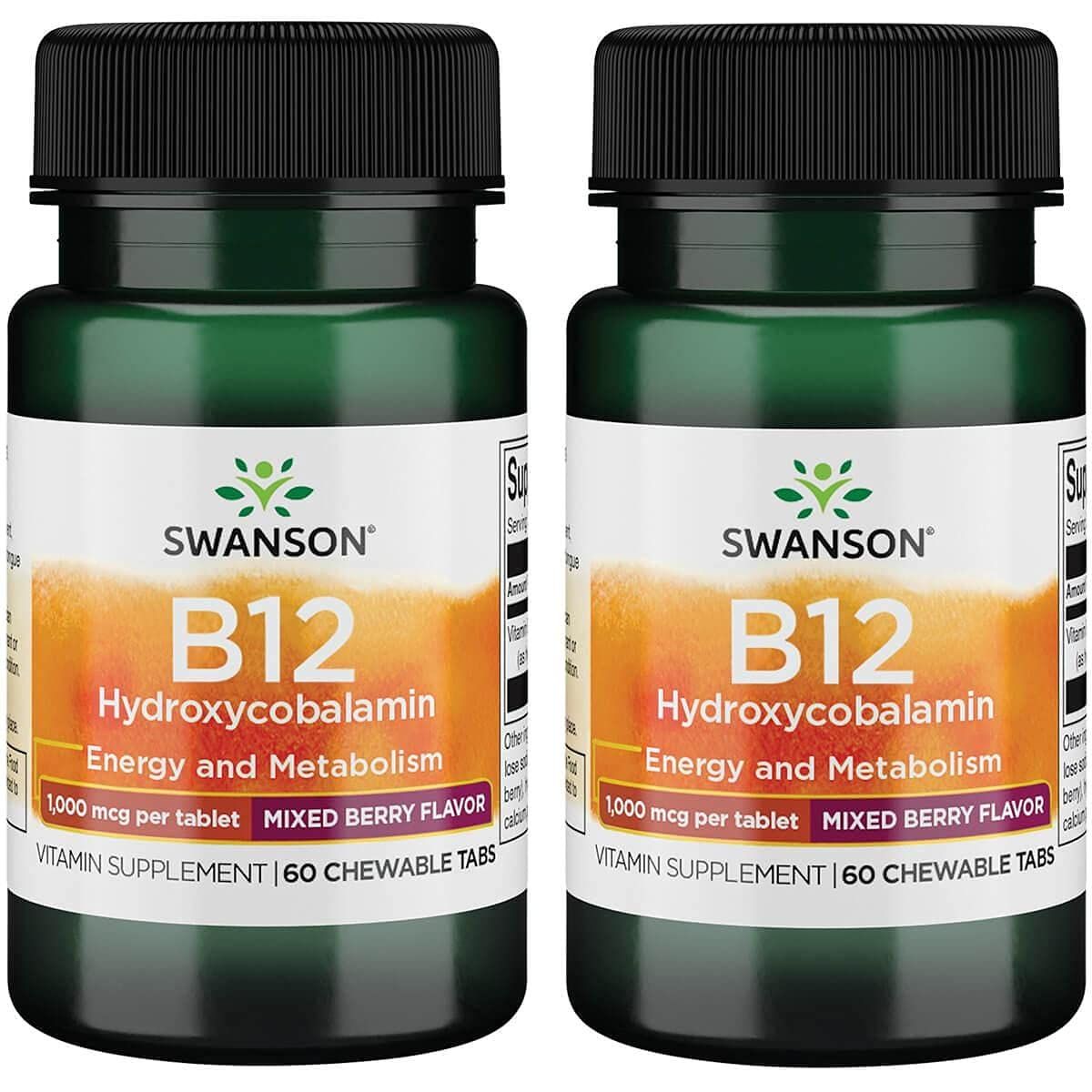 Swanson Supplemelts Vitamin B-12 1000 mcg 60 Chwbls 2 Pack