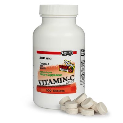 Landau 300mg Chewable Vitamin C Candy for Kids &amp; Adults - Easy-to-Take Vitamin C Supplement with Acerola - Kosher &amp; Made in The USA - Great Tasting Berry Flavor, 100 Tablets