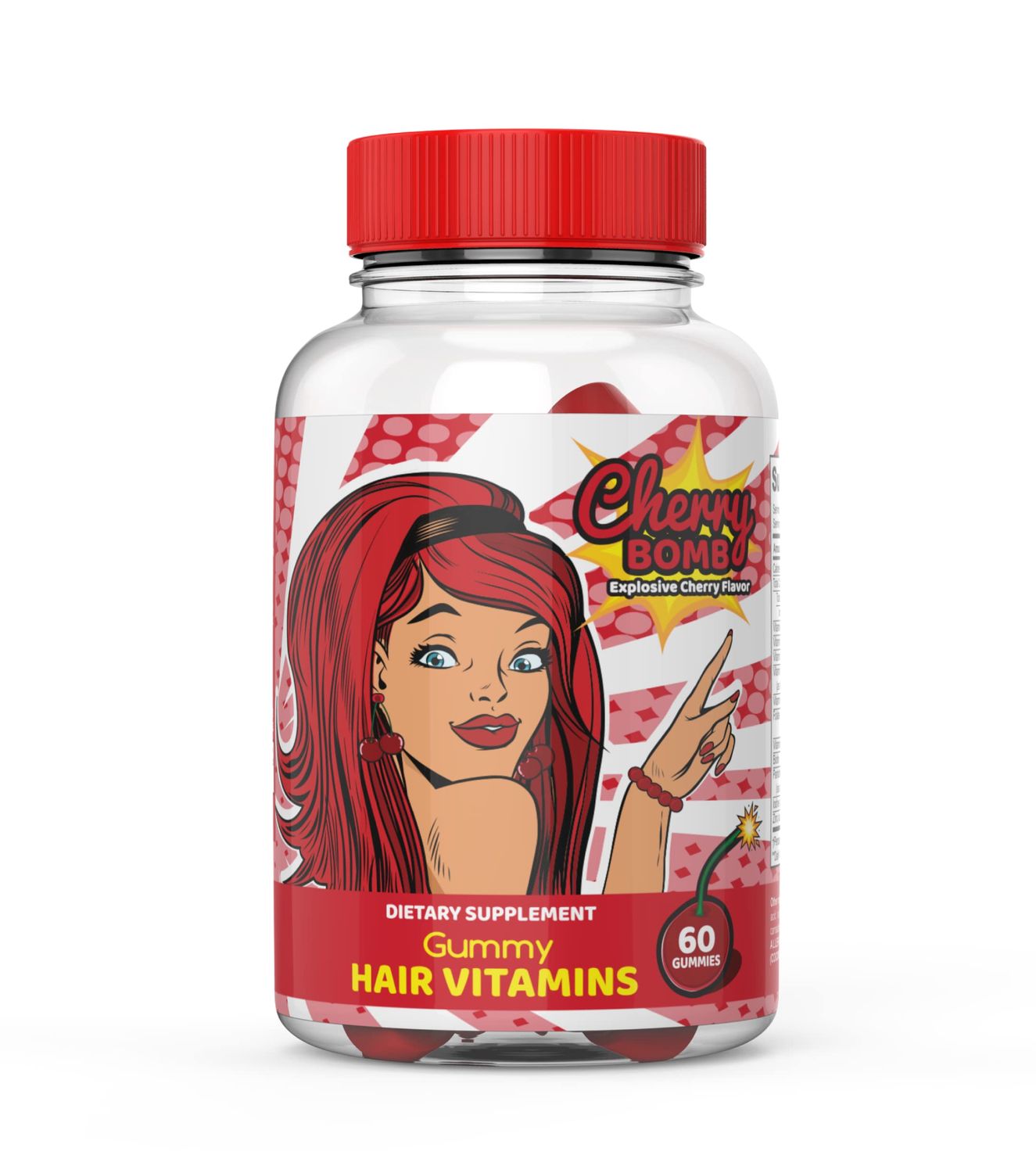 VYTA-MENDS Hair Growth Vitamins, Hair Gummies, Cherry Bomb with Biotin 5000 mcg, Vitamin C, B12 and Zinc for Stronger Hair, Skin and Nails, cherry flavored, 1 Month Supply