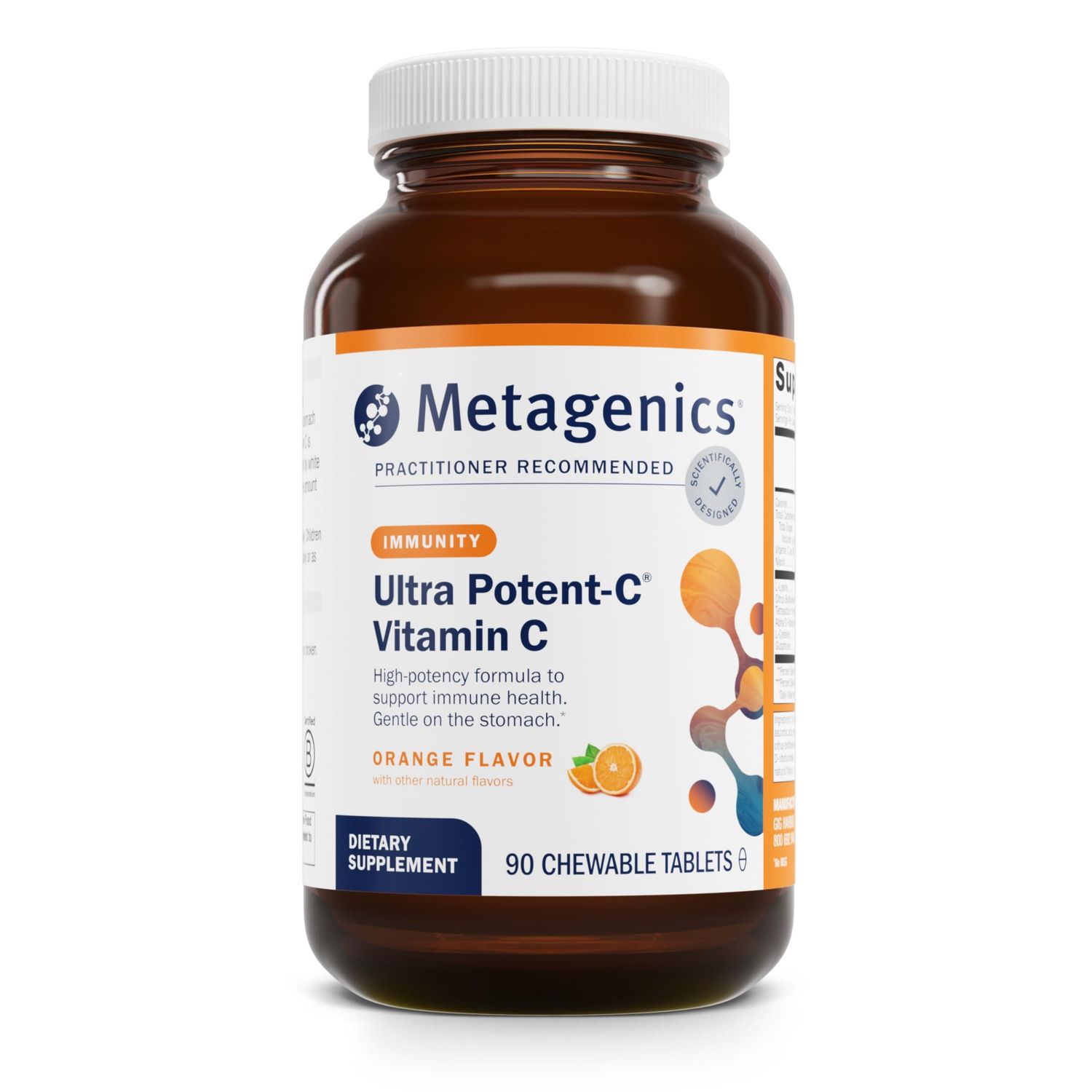 Metagenics Ultra Potent-C Chewable - for Immune &amp; Antioxidant Support* - with L-Cysteine &amp; L-Lysine - Chewable VIT C - Natural Orange Blast Flavor - Bioflavonoids Supplements - 90 Tablets