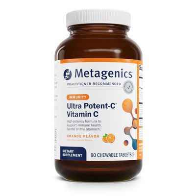 Metagenics Ultra Potent-C Chewable - for Immune &amp; Antioxidant Support* - with L-Cysteine &amp; L-Lysine - Chewable VIT C - Natural Orange Blast Flavor - Bioflavonoids Supplements - 90 Tablets