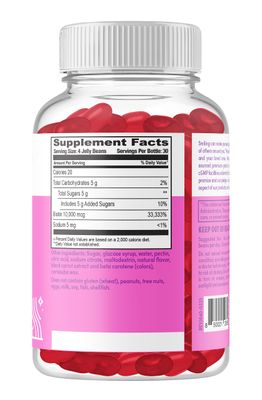 Heartland Pharma Biotin 10,000 MGC Jelly Beans | Hair, Skin & Nails Supplement | Strawberry Flavored | Gluten, Gelatin & GMO Free | Vegan & Kosher Friendly | 120 Count