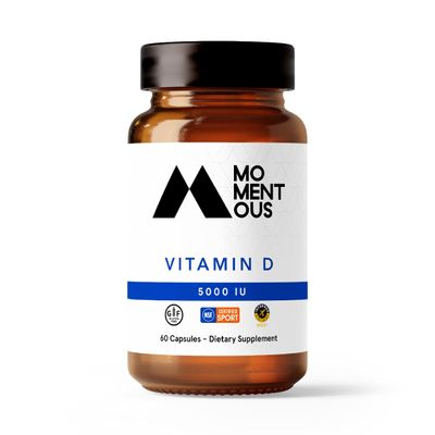 Momentous Vitamin D3 Supplement - 5000 IU Capsules for Foundational Health Support - NSF Certified, Gluten Free, 60 Servings