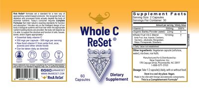 Whole C Reset, Proprietary Vita-C Fruit Blend, Premium Antioxidants, Bioflavonoids & Polyphenols, Organic, Vegan, Immune Support, 60 Capsules by Dr. Carolyn Dean