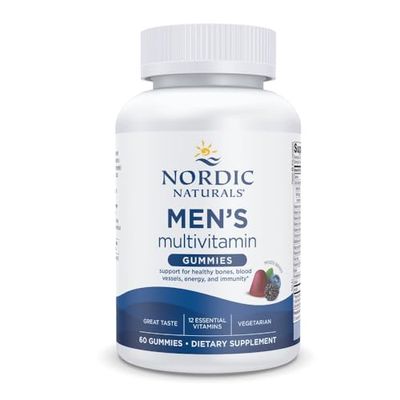 Nordic Naturals Men&#39;s Multivitamin Gummies, Mixed Berry - 60 Gummies - Support for Healthy Bones, Blood Vessels, Energy &amp; Immunity - Non-GMO, Vegetarian - 30 Servings
