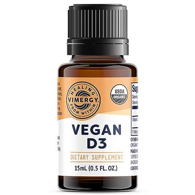 Vimergy Vegan D3 - Supports Bone Health* - Benefits Immune Function* - USDA Certified Organic, Vegan, Gluten-Free - 15 mL (96 Servings)
