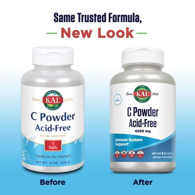 KAL Vitamin C Powder Acid-Free Unflavored Tablets, 4200 mg, 8 Ounce