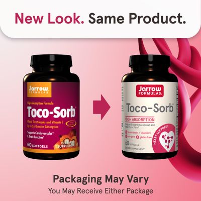 Jarrow Formulas Toco-Sorb Cardiovascular Health and Brain Function Support, High Absorption Formula, Tocotrienol-Tocopherol Complex and Vitamin E, 60 Softgels, 30 Day Supply