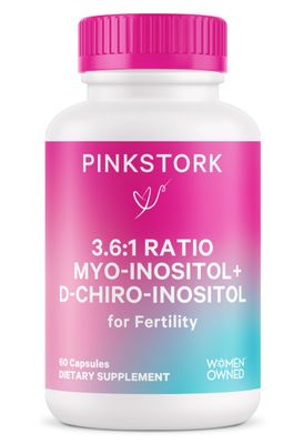 Pink Stork Myo-Inositol &amp; D-Chiro Inositol: 3.6:1 Blend to Support Fertility, Hormone Balance for Women - Ovarian Function, Ovulation, Conception, and Period Support Supplement - 60 Capsules