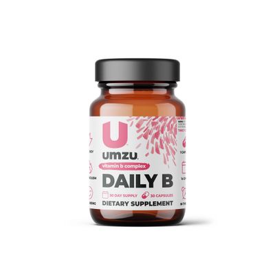 UMZU Daily B | 100% Complete Vitamin B Complex with B1, B2, B3, B5, B6, B7, B9 &amp; B12 with Folic Acid | Supports Natural Energy Production &amp;Cognitive Function Well (30 Day Supply | 30 Capsules)