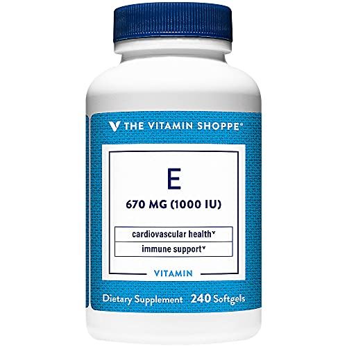 Vitamin E 1,000IU - Natural Source, Supports Healthy Cardiovascular System, Immune Health &amp; Eye Health - Once Daily (240 Softgels) by The Vitamin Shoppe