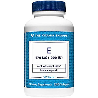 Vitamin E 1,000IU - Natural Source, Supports Healthy Cardiovascular System, Immune Health &amp; Eye Health - Once Daily (240 Softgels) by The Vitamin Shoppe
