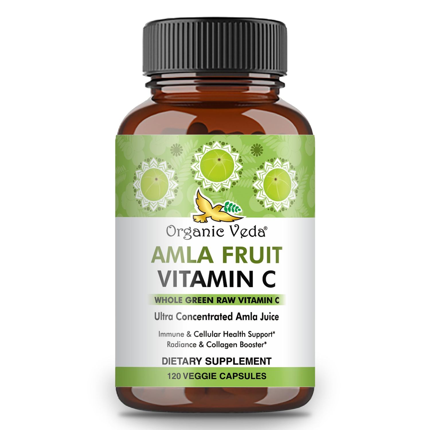 Organic Veda Amla Fruit Capsules, 20 X Concentrated Amla Berry Juice Extract Natural Vitamin C Supplement - Potent Antioxidants, Immunity, Skin Radiance - Vegan Vitamin C Amla Powder Capsule 120