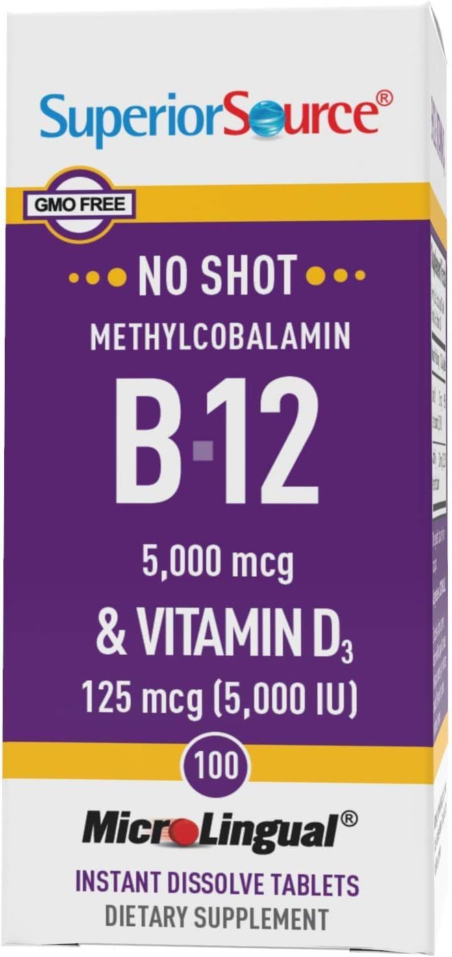 Superior Source Methyl B12 and Vitamin D3 5000 IU Multivitamins, 5000 mcg, 100 Count
