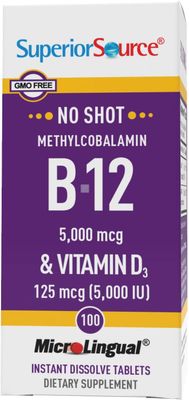 Superior Source Methyl B12 and Vitamin D3 5000 IU Multivitamins, 5000 mcg, 100 Count