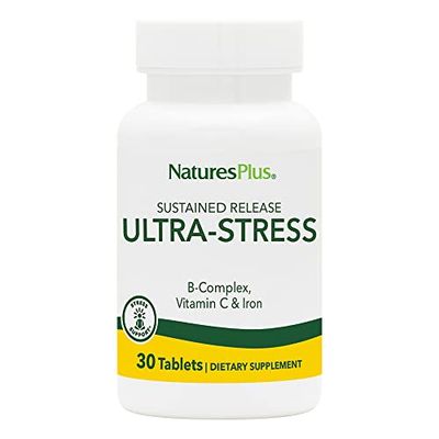 NaturesPlus Ultra-Stress with Iron, Sustained Release - 30 Vegetarian Tablets - Stress Relief Supplement with B-Complex &amp; Vitamin C - Energy Booster, Mood Enhancer - Gluten-Free - 30 Servings