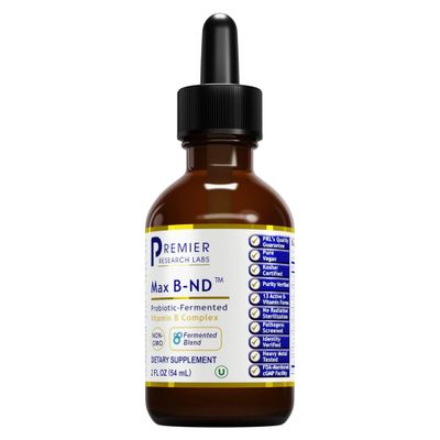 Premier Research Labs: Max B-ND Liquid Vitamin B-Complex for Liver &amp; Brain Health - Sublingual Drops for Energy, Immune &amp; Adrenal Support - 2 fl oz - Thiamin, B12, B6 &amp; More - for Men, Women