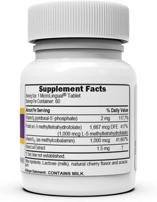 Superior Source No Shot Vitamin B12 Methylcobalamin (1000 mcg), Methylfolate, B6, Quick Dissolve MicroLignual Tablets, 60 Ct, Cognitive Health, Increase Energy, Healthy Heart, Stress Support, Non-GMO