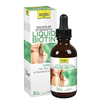 Natural Balance Biotin Liquid 5000mcg | Healthy Hair Supplement | Skin Health &amp; Strong Nails Support | 2 oz, 60 Servings