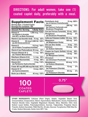 Nature's Truth Multivitamin For Women with Iron | 100 Pills | Non-GMO &amp; Gluten Free Supplement | ABC Complete Multivitamin
