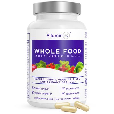 VitaminIQ Multivitamin for Women (120 Vegetarian Capsules) Whole Food Vitamin with Essential Nutrients, Natural Calcium, Magnesium, Selenium, Zinc, Biotin, Vitamin A, B6, C, D3, E, K and More