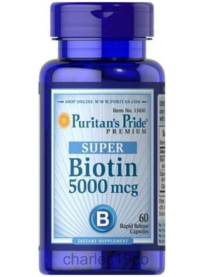Puritan&#39;s Pride Vitamin Capsules, Super Biotin, 5000 Mcg, 60 Count, 60 Count