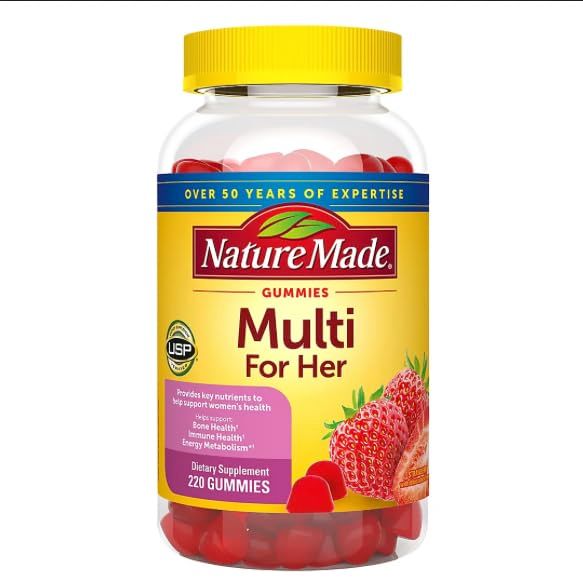 Nature Made Multivitamin for Her, Womens Multivitamin for Daily Nutritional Support, 220 Gummies, 110 Day Supply