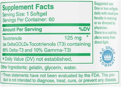 A.C. Grace Company, Unique E Tocotrienols - Tocopherol Free Softgels, 60 Count